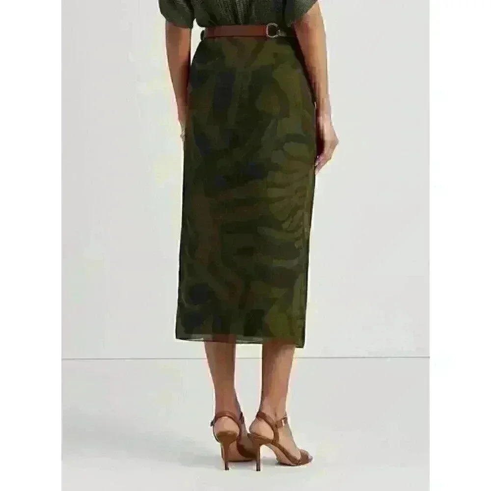NEW! Lauren Ralph Lauren Women's 10 Zebra-Print Georgette Midi Skirt NWT $165 - Picture 3 of 4